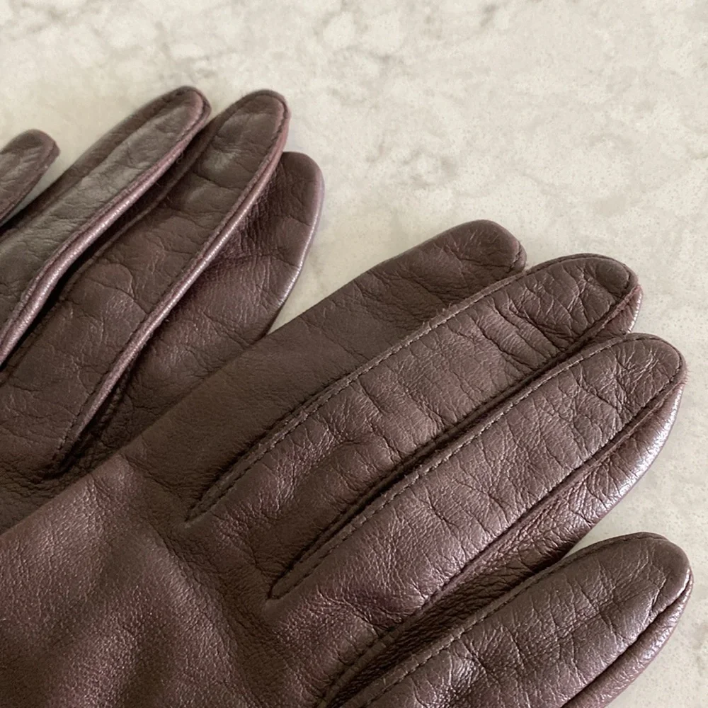 Vintage dark brown leather gloves size 7 1/2
